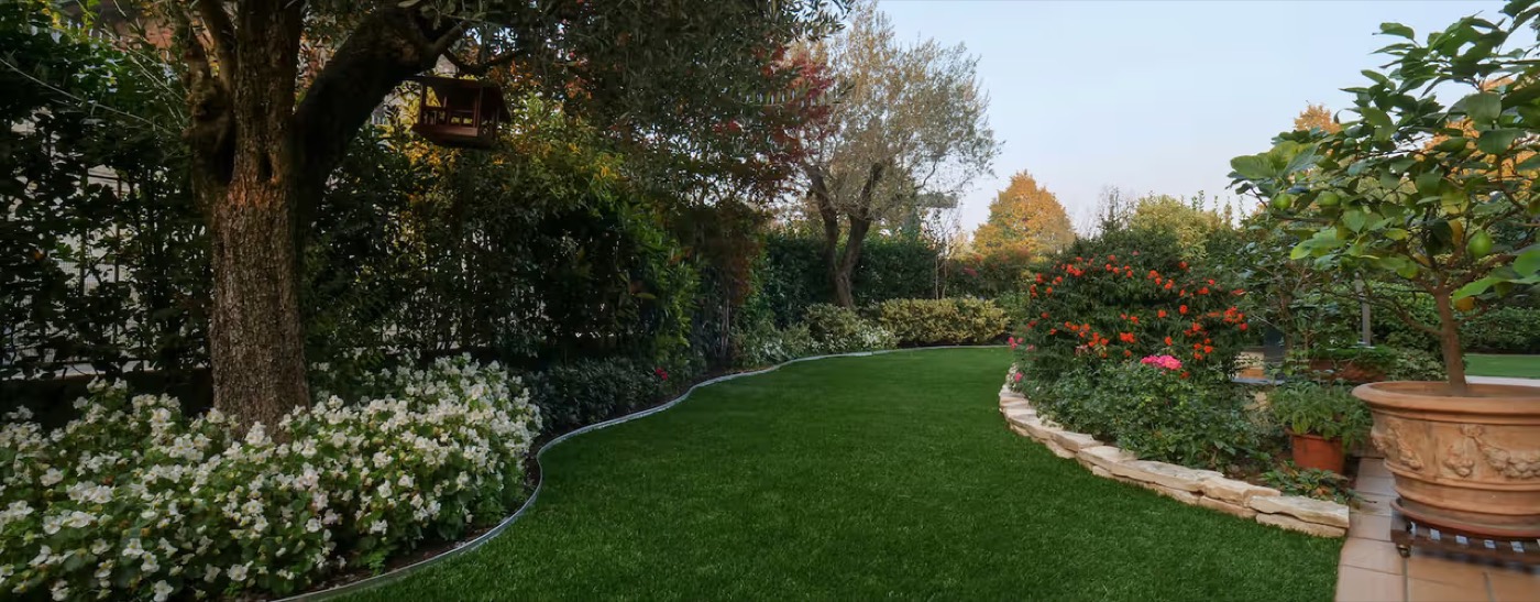 Prato curato in un giardino privato